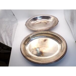 Two Vintage Silver Plated Oval Serving Dishes One with Handles